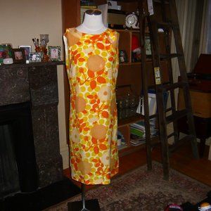 1960s Dress silk - citrus yellow/orange/, size 8